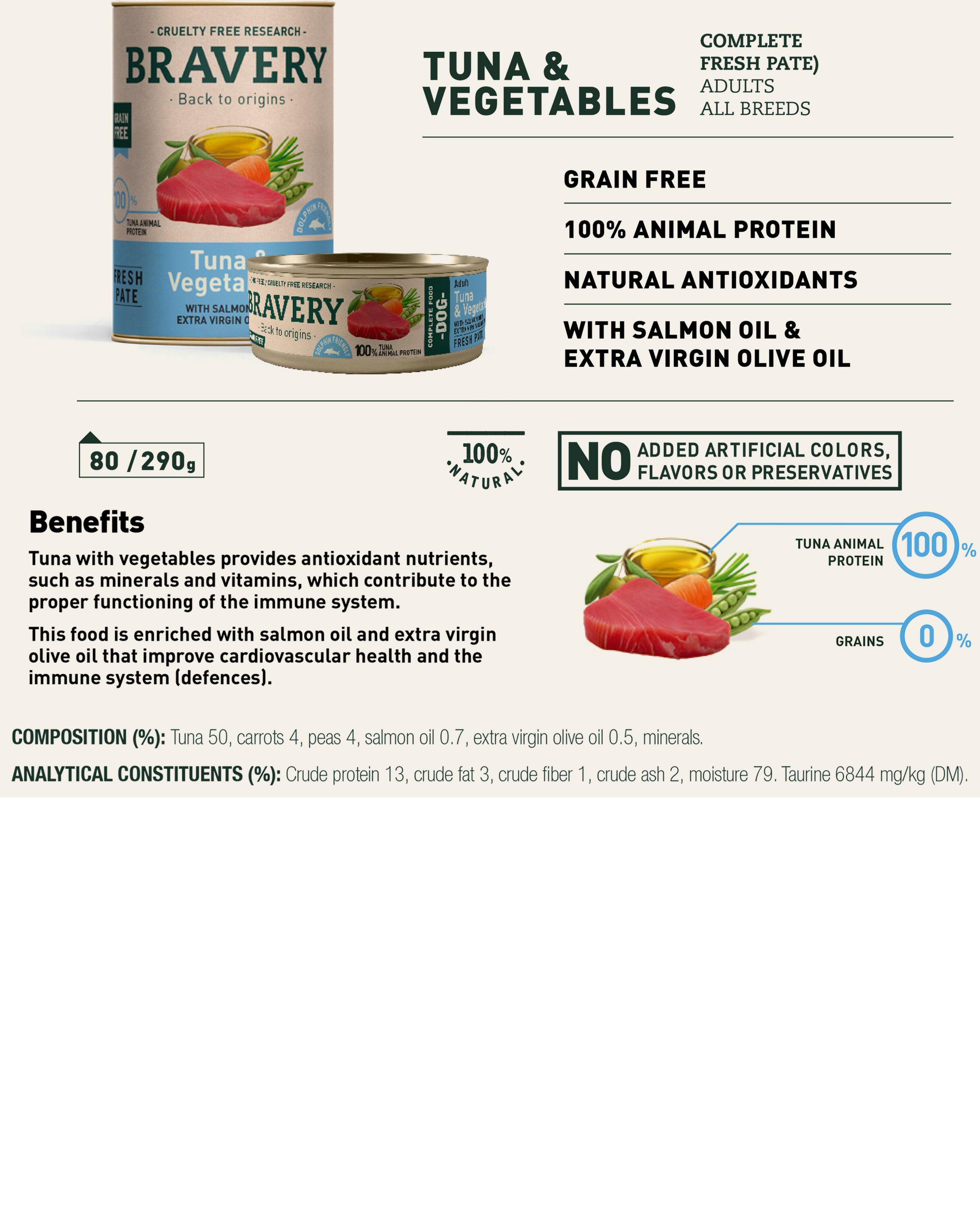 BRAVERY Tuna & Vegetables (With Salmon Oil & Extra Virgin Olive Oil) - Dog