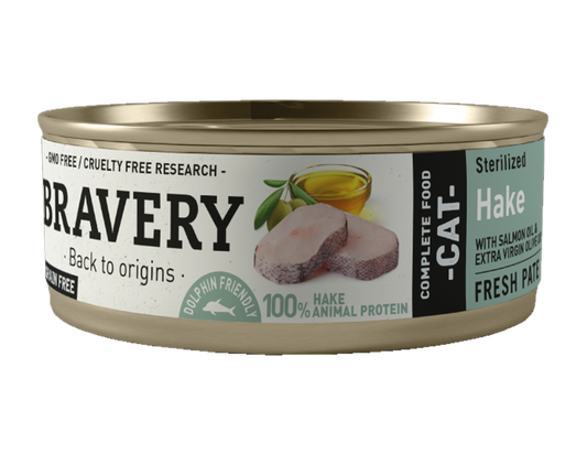 BRAVERY Hake (With Salmon Oil & Extra Virgin Olive Oil) - Sterilzed Cat