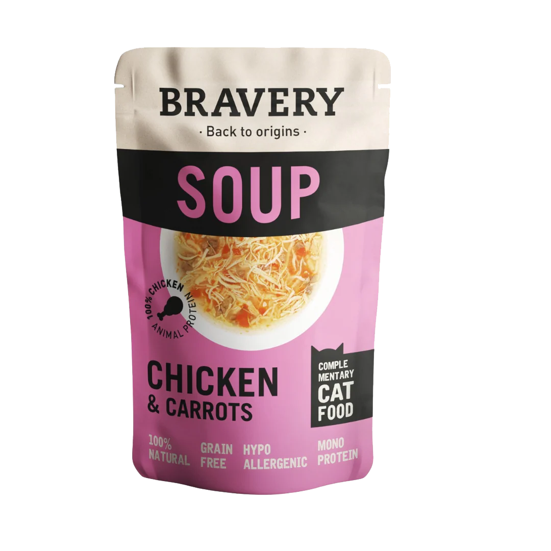 Bravery Hypoallergenic Grain-Free Cat Food Chicken_Carrots recipe bag – natural nutrition for sensitive cats