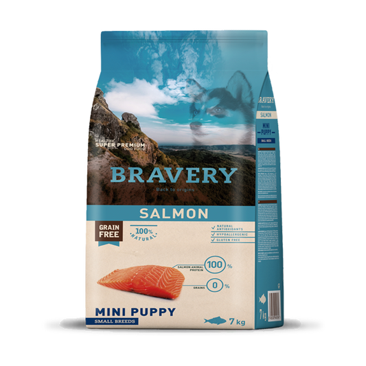 Bravery Pet Food Mini Puppy Dog Salmon Recipe: Premium, Healthy Dog Meals. Explore Top Brands, Grain-Free, Organic & Hypoallergenic Choices. Prioritize Canine Well-being. Shop Now for High-Quality, Tasty Dog Cuisine. Your Pup Deserves the Very Best