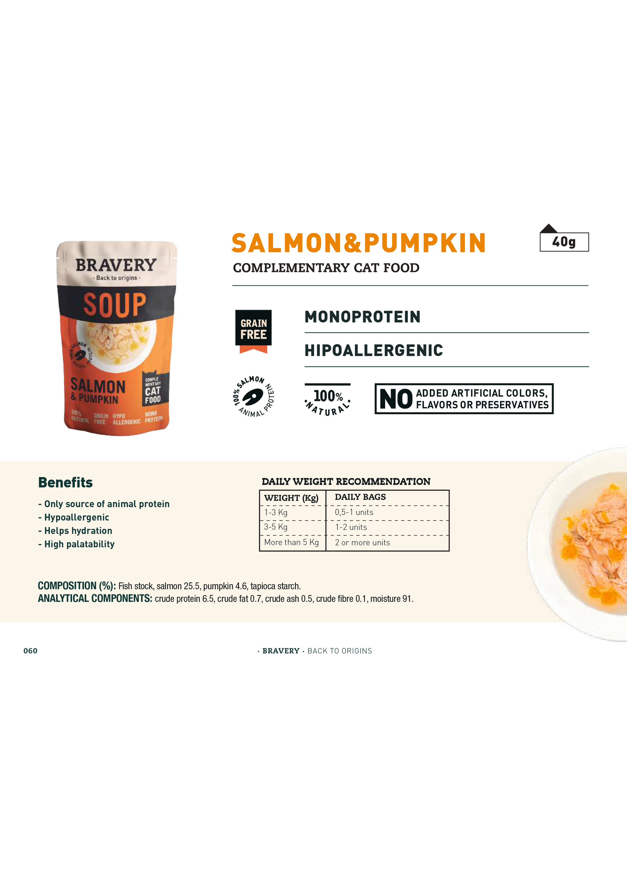 Bravery Hypoallergenic Grain-Free Cat Food Salmon & Pumpkin recipe bag – natural nutrition for sensitive cats