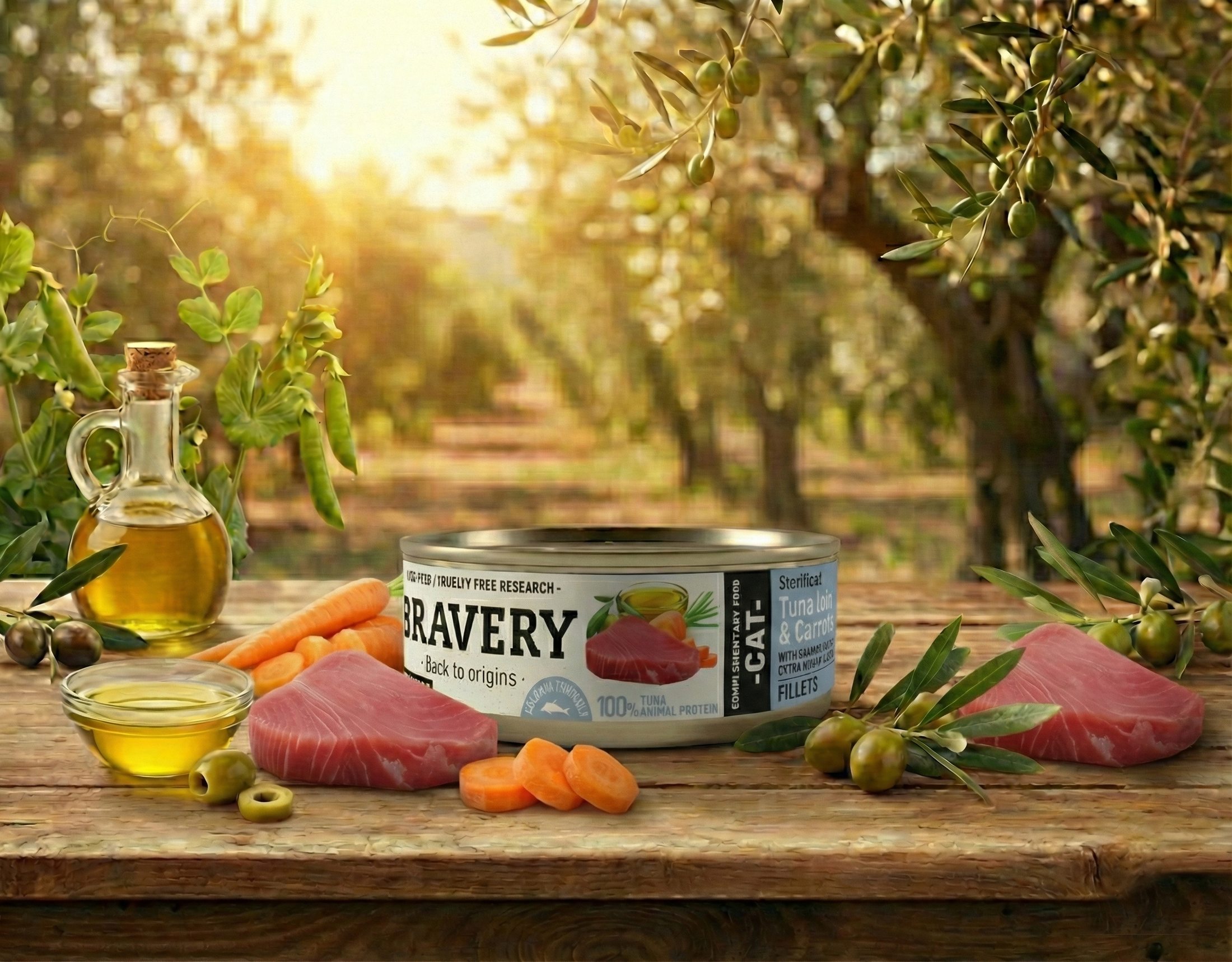 Complete wet food for sterilized cats made with tuna loin and carrot, enriched with omega-3, salmon oil and extra virgin olive oil